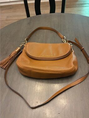 Michael Kors Bedford Flap Crossbody Bag Pecan Pebbled Leather with Tassel